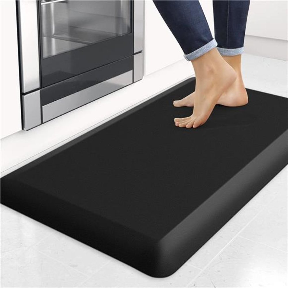 4/5 Inch Thick Kitchen Mat Anti Fatigue Mat Kitchen Rugs Black, 17'' x 28''